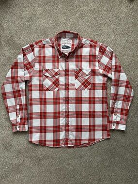 DIXXON S&S 2020 Tramp Edition Red and White Plaid Button-Down Shirt for Men
